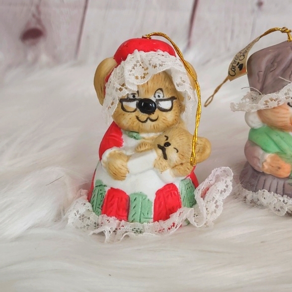 Vintage 70s Jasco Taiwan Porcelain Caring Critters Chimers Ornament Set of Four - Picture 4 of 16